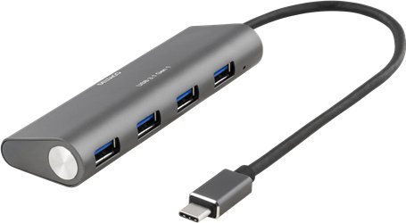 HUB USB Deltaco USB-C rozdzielacz 18W 3.6A, USB 3.1, 1xUSBC, 4xUSB-A, czarny / USBC-1207