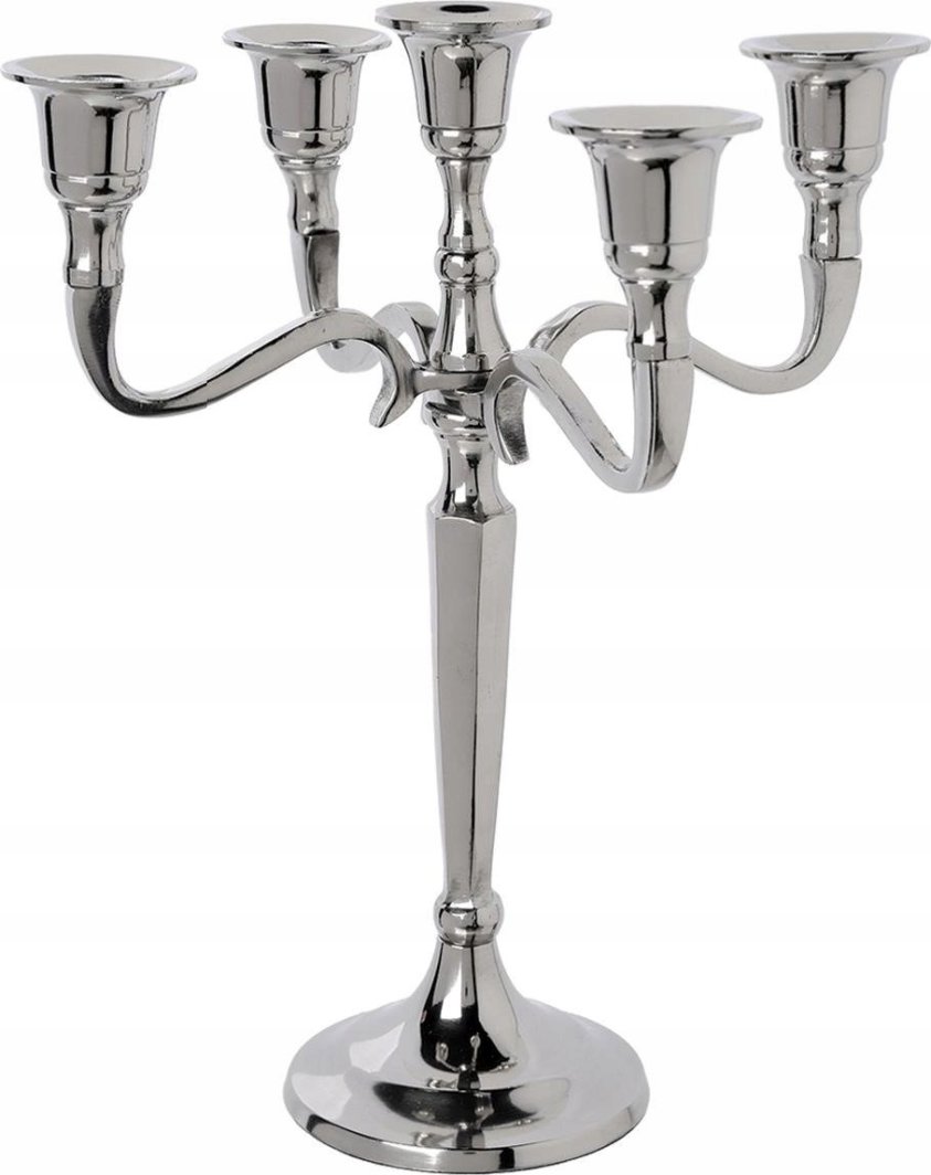Atmosphera Świecznik metalowy srebrny, 22 cm 1