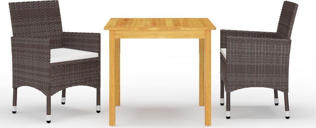 vidaXL 3-częściowy zestaw mebli ogrodowych z poduszkami, brązowy 1