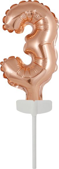 AMSCAN Balon foliowy mini cyfra 3 różowe złoto 7x12cm