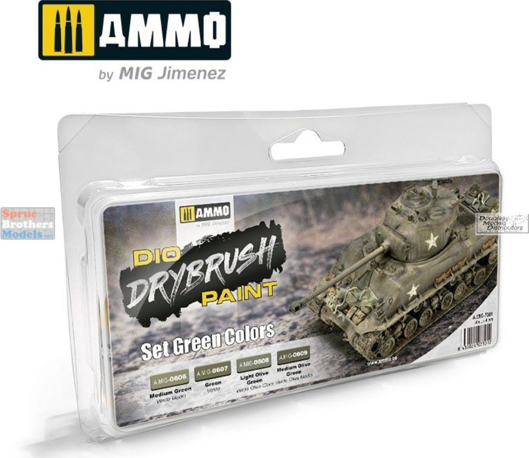 Vallejo Ammo: DIO Drybrush Paint - Set Green Colors 1