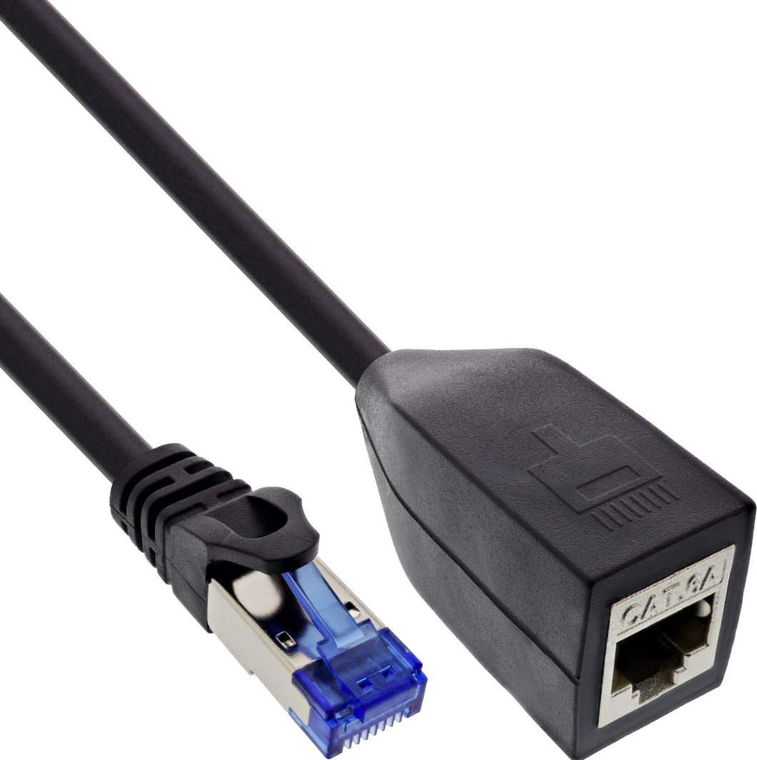 InLine InLine® RJ45 Break-Away interface protection Cat.6A S/FTP, RJ45 male/female, black, 0.2m
