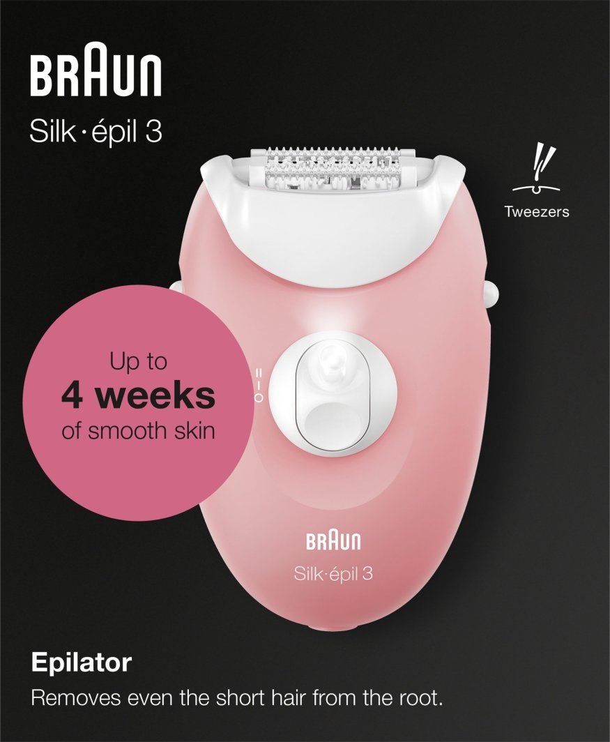 Depilator Braun Braun Silk-épil 3-176, epilator (pink/white) 1