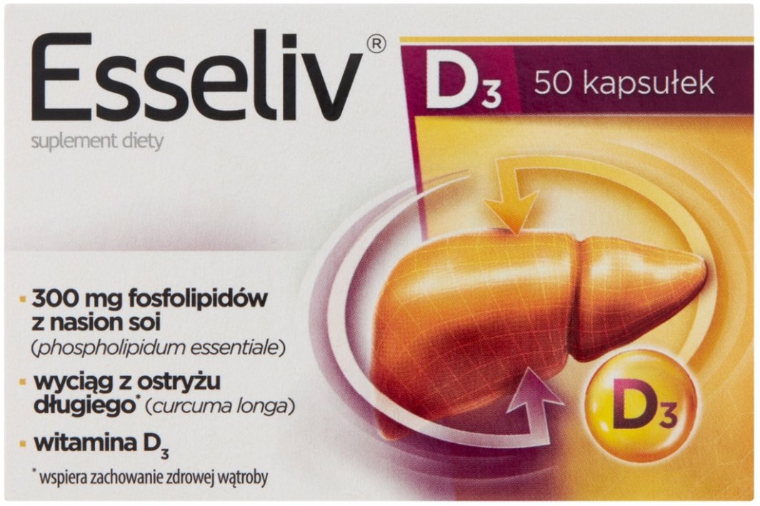 ESSELIV_D3 suplement diety z witaminą D3 wspomagający wątrobę oraz procesy trawienne 50 kapsułek 1