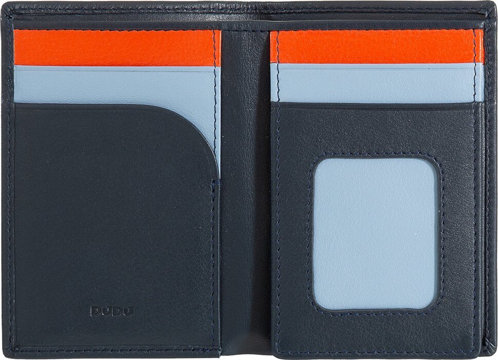 Skórzany portfel męski DUDU Minifold z etui na karty, blokada RFID chroniąca karty zbliżeniowe, minimalistyczny, wąski portfel z wewnętrzną klapką, kieszenie na banknoty z okienkiem identyfikacyjnym NoSize 1