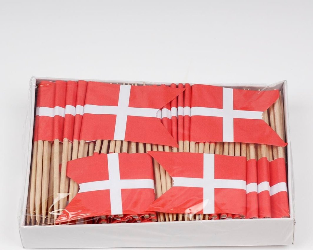 Vrige Kransekageflag papir DK 144stk/pak Rød/hvid 1x1x1mm (144EA)