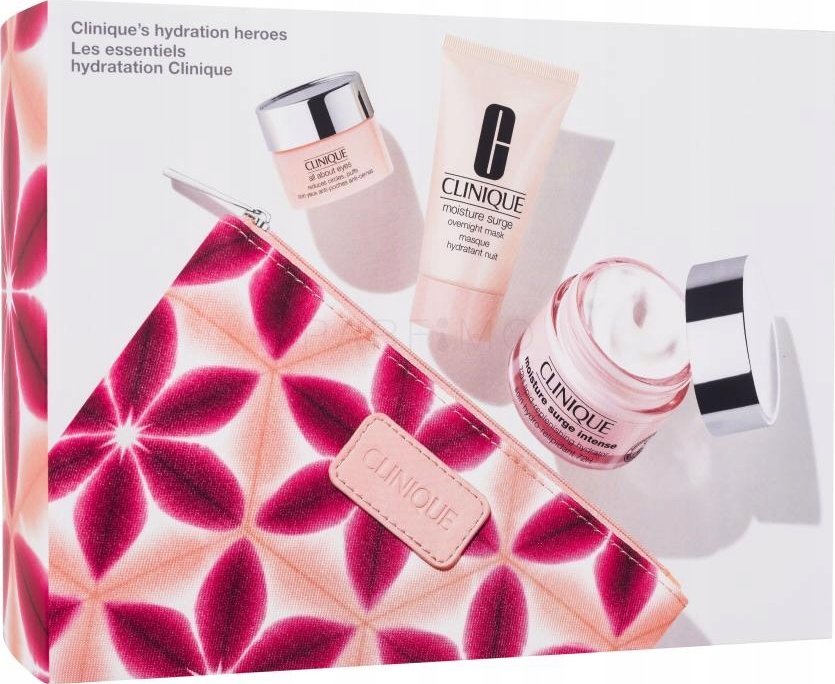 CLINIQUE_SET Hydration Heroes Moisture Surge Intense 72H Lipid-Replenishing Hydratorkrem do twarzy 50ml + Moisture Surge Overnight Mask maska na twarz 30ml + All About Eyes krem pod oczy 5ml + kosmetyczka 1