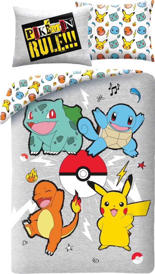 Halantex Pościel mikrofibra 140x200+1p70x90 Pokemon szary 1