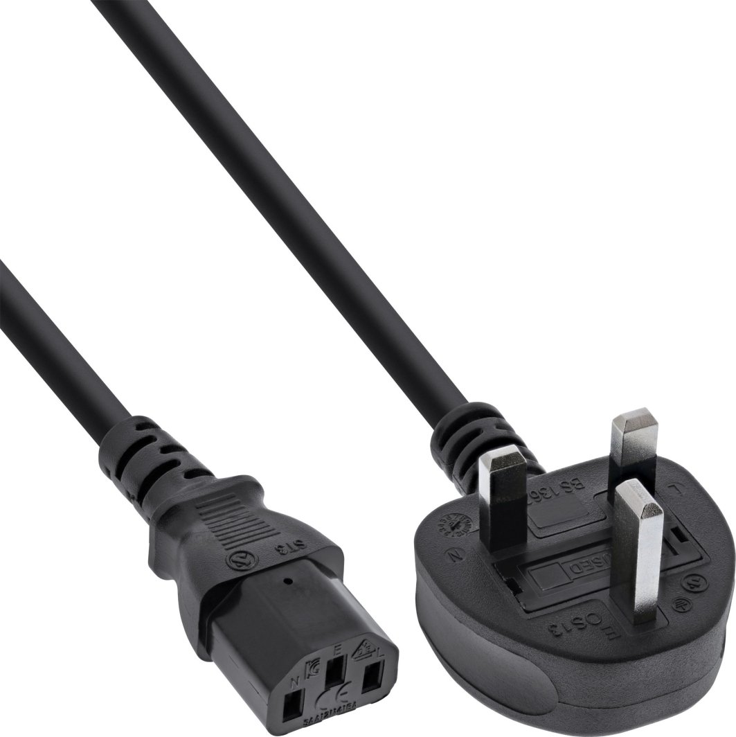 Kabel zasilający InLine InLine® Power cable UK/England plug to 3pin IEC C13, black, 5m 1