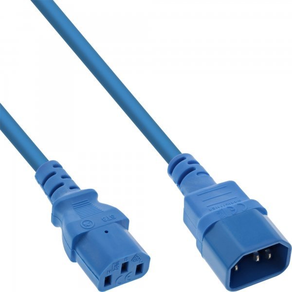 Kabel zasilający InLine 55pcs. Bulk-Pack InLine® Power cable extension, C13 to C14, blue, 1m 1