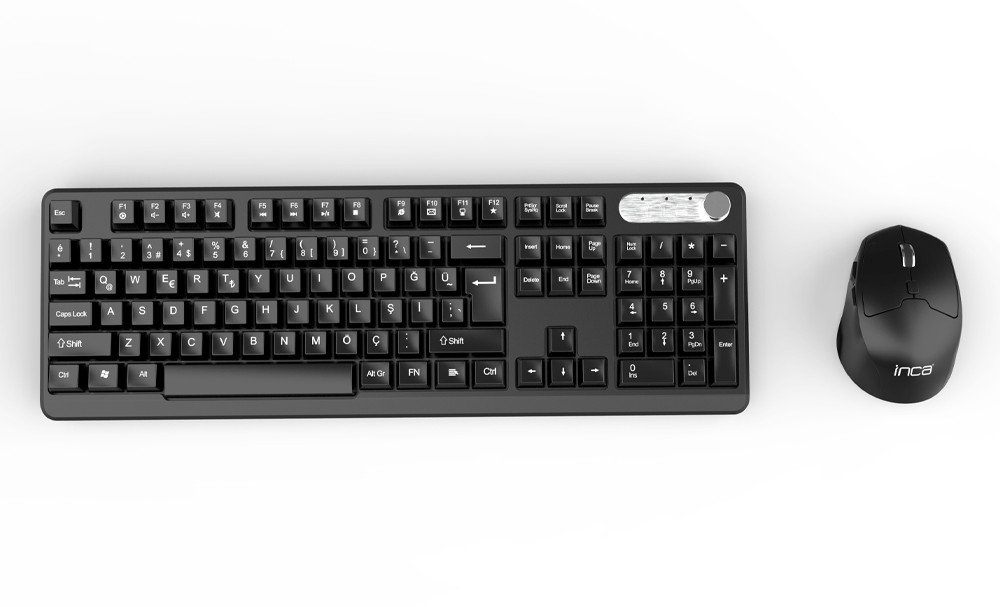 Klawiatura + mysz Inca INCA Tastatur IWS-549U   Wireless Set, Büro Design, Akku, SW retail 1