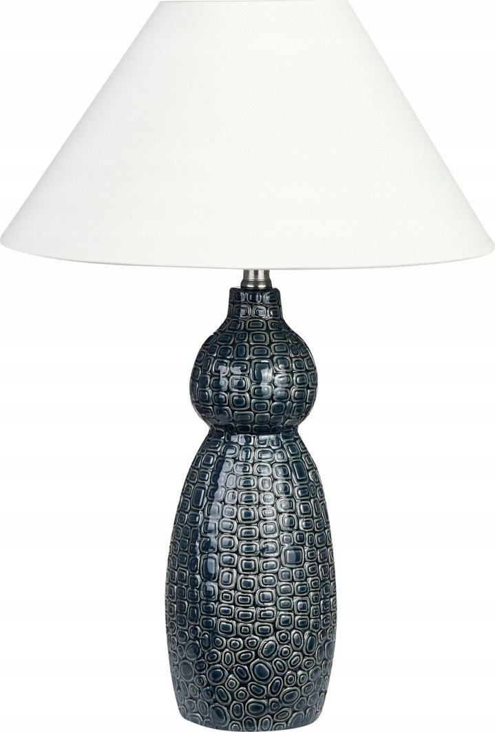Beliani Lampa stołowa ceramiczna ciemnoniebieski z białym MATINA 1