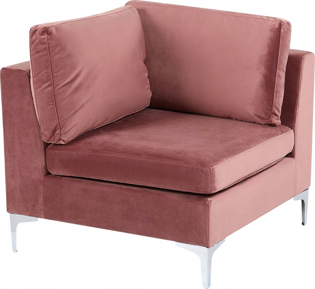 Beliani Welur Narożnik modułowy Różowy EVJA 1