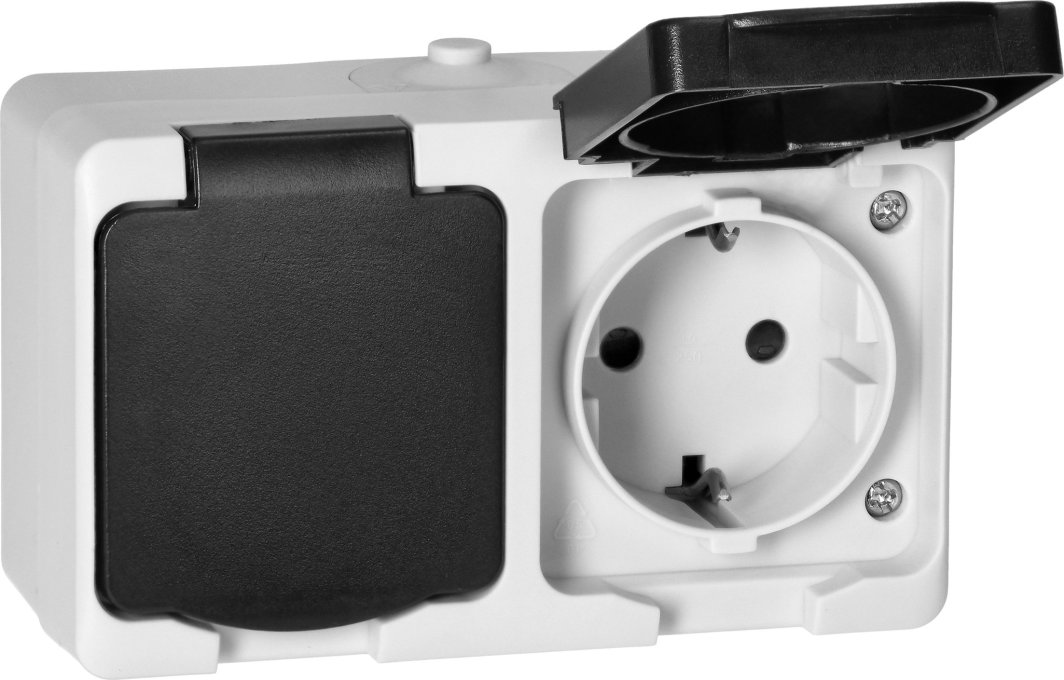 Orno Gniazdo podwójne 2X2P+Z Schuko AQUATIC MINI IP 54 biało-czarne 1