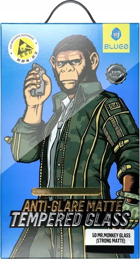 Blueo Szkło Hartowane 5D Mr. Monkey Glass - Apple iPhone 15 Pro czarny (Strong Privacy) 1