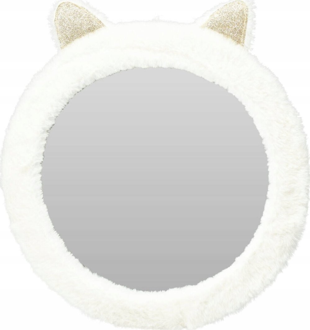 Home Styling Collection Lustro do pokoju dziecka pluszowy kotek z uszkami, Ø 31 cm 1