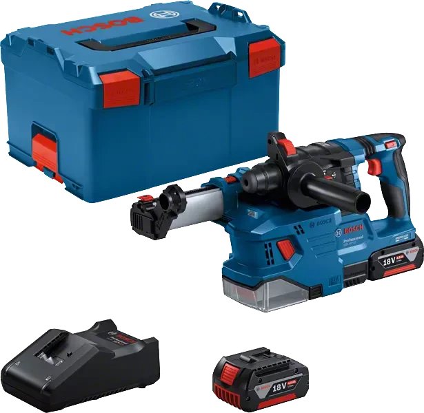 Młotowiertarka Bosch Bosch cordless hammer drill GBH 18V-22 Professional, 18Volt, with GDE 18V-12 (blue/black, 2x Li-ion battery 4.0Ah, in L-BOXX) 1