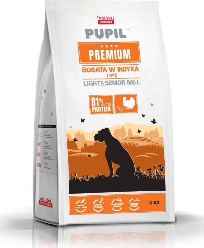 Pupil Premium Karma sucha dla psa PUPIL Premium Light&Senior M&L bogata w indyka i ryż 12 kg 1