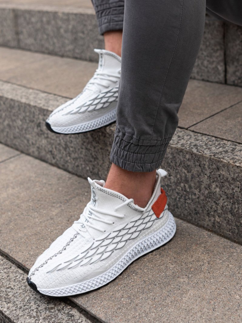 Ombre Lekkie buty męskie sneakersy sznurowane - białe V2 OM-FOKS-0141 43 1