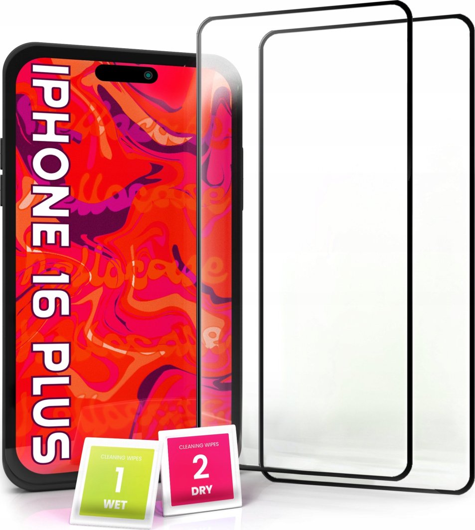 Hello Case 2-pak Szkło Hartowane do Apple iPhone 16 Plus Ochronne Na cały ekran 5D 9H