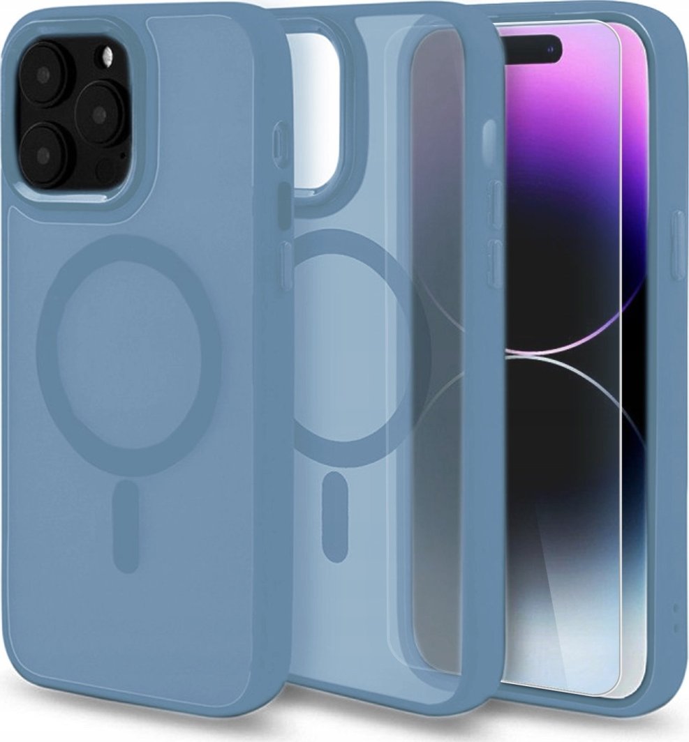 Hello Case Etui MagSafe do iPhone 13 / 14 (Jasnoniebieskie, Pancerne, Matowe)   SZKŁO