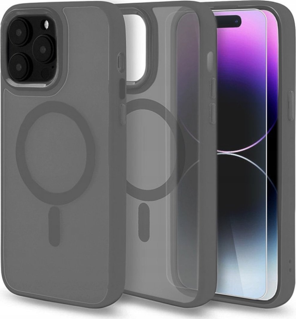 Hello Case Etui MagSafe do Apple iPhone 13 / 14 (Szare, Pancerne, Matowe)   SZKŁO 9H