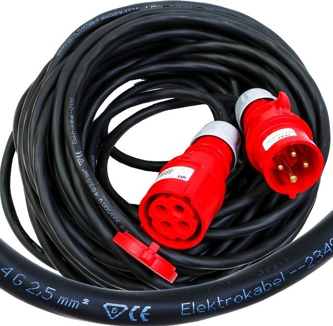 Mojeledy Przedłużacz gumowy OW 4x2,5 z/u gn wt 4p 16A 20m 1