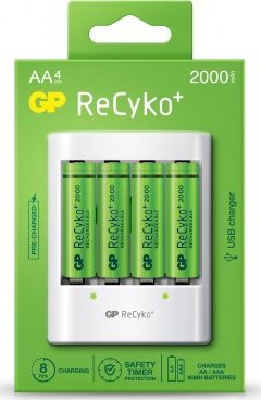 GP GP Batteries ReCyko+ 4 x AA Rechargeable Batteries 2000 mAh + Charger 1