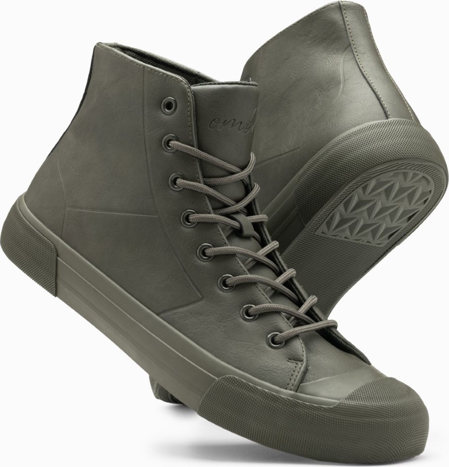 Ombre Wysokie buty męskie trampki z gumowym noskiem  oliwkowe V4 OM-FOSH-0138 42 1