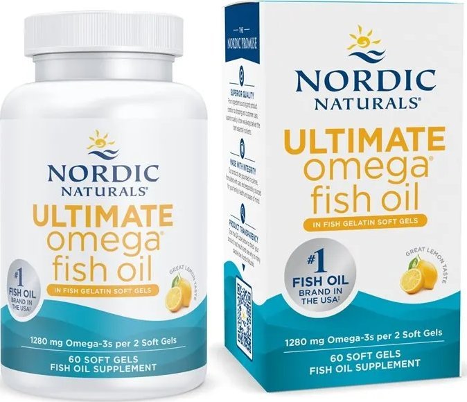Nordic naturals Nordic Naturals - Ultimate Omega w Żelatynie Rybiej, 1280mg, Cytryna, 60 kapsułek miękkich 1