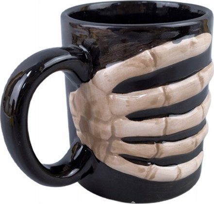 Pan i Pani Gadżet Kubek Ceramiczny 3D Skeleton Hand Ręka Kościotrup Halloween Czarny Kubek 1