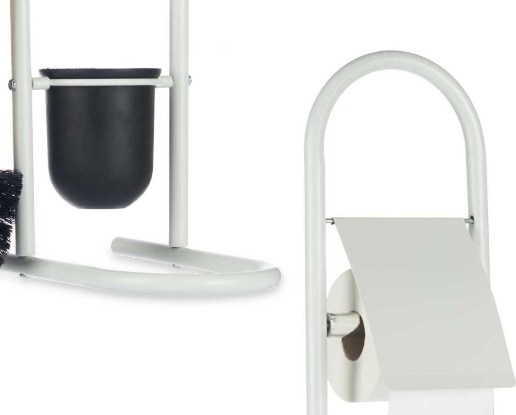 Berilo Metalowy stojak na papier toaletowy i szczotkę FRESHY z bambusowymi elementami