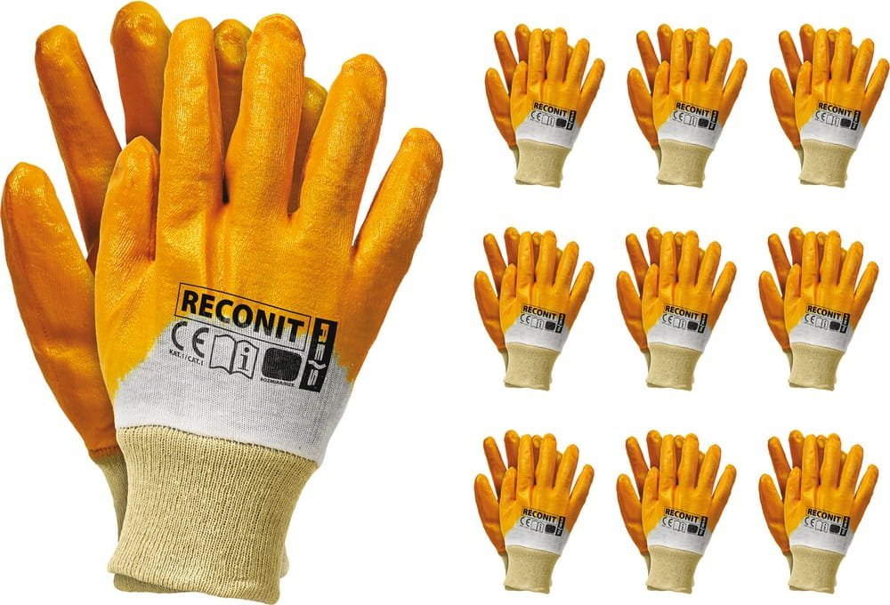 Reis Rękawice robocze / Pomarańczowe / RECONIT - 10 Par (10 - XL) 1