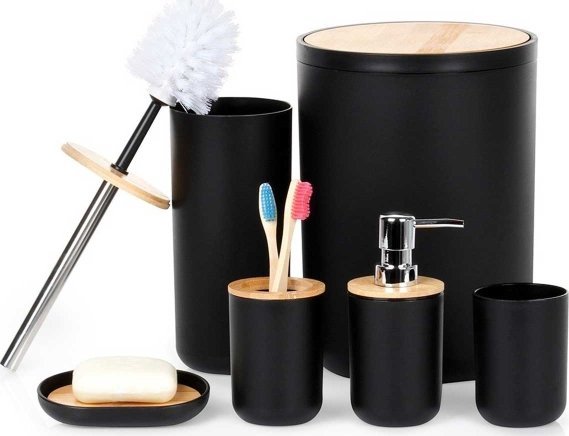 Vilde ZESTAW ŁAZIENKOWY 6 ELEMENTOWY 568053 czarny