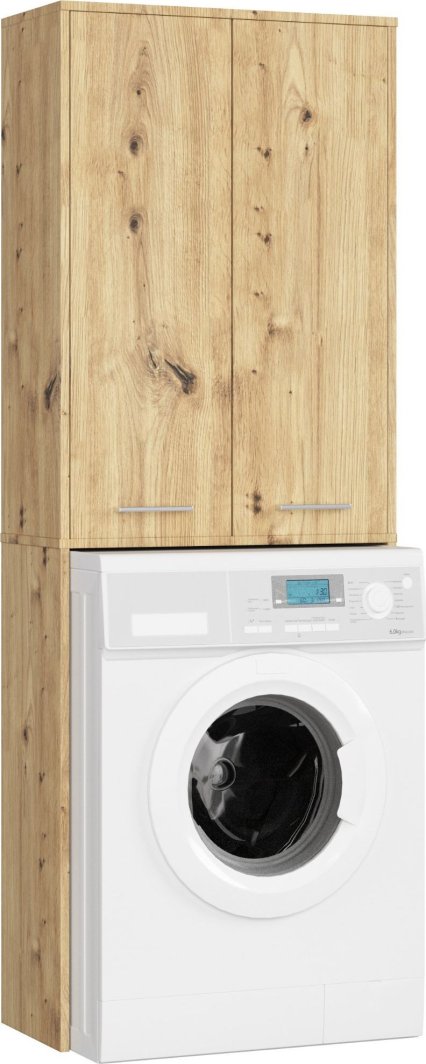 Fabryka Mebli Akord Słupek łazienkowy FIN 180 cm nad pralkę regał 2 drzwi - dąb artisan 1