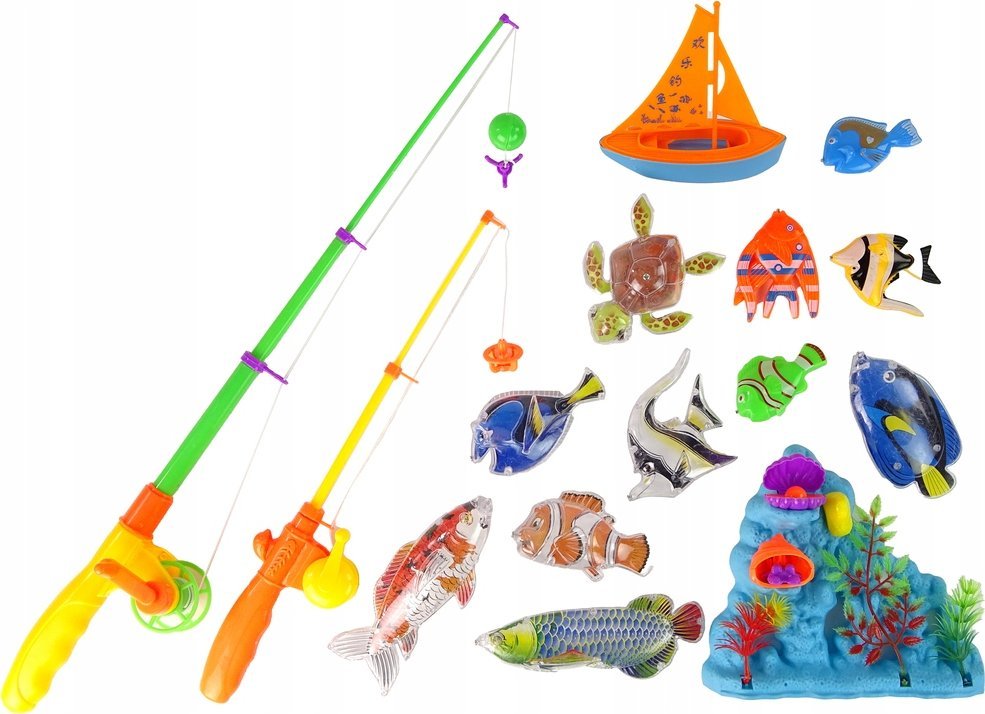 LeanToys Gra Zręcznościowa Zestaw Do Łowienia 11 Szt. Rybek Akcesoria Łódka LEAN Toys 1