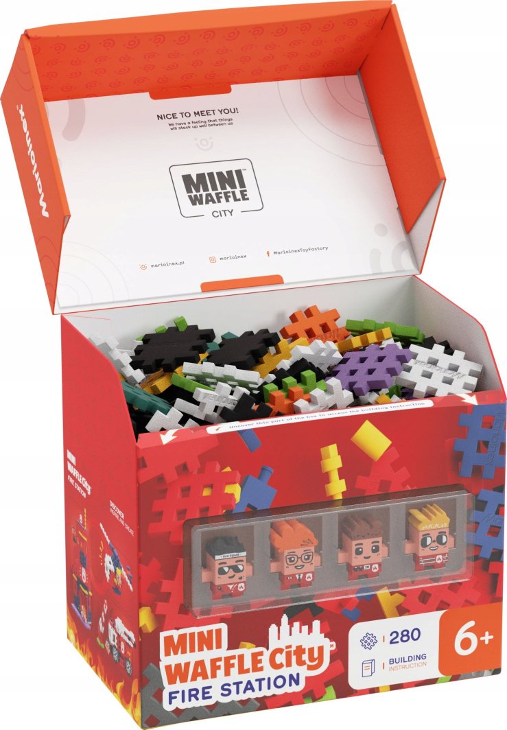 Marioinex Klocki Waffle mini - Remiza strażacka 280 elementów 1