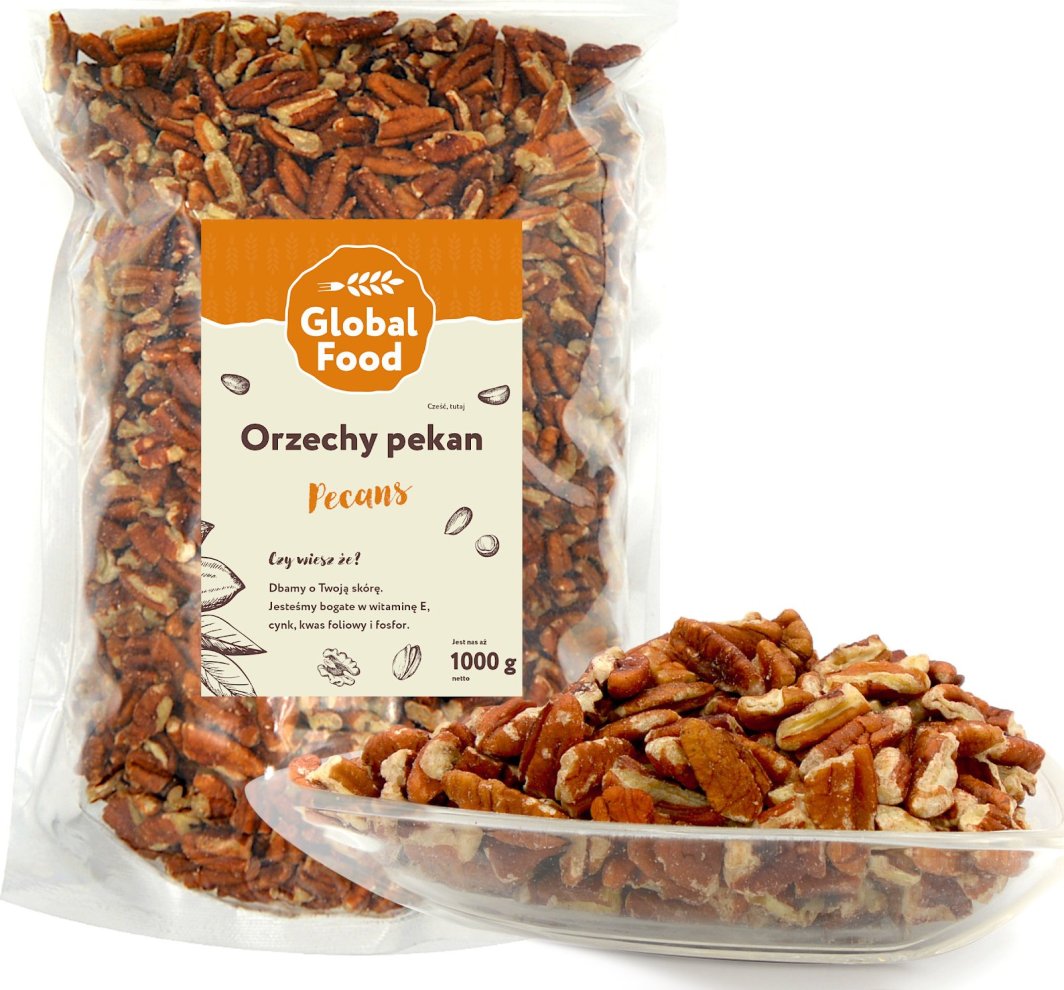 Global Food ORZECHY PECAN PEKAN 1kg 1000g 1