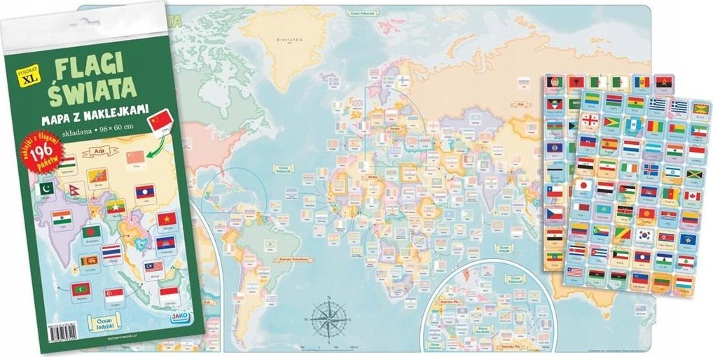 Wydawnictwo Jako Flagi świata. Mapa z naklejkami