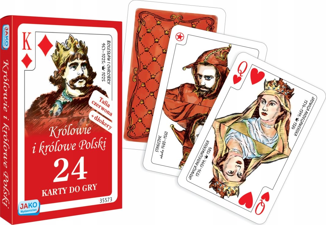Wydawnictwo Jako Karty 24 listki. Królowie i królowe Polski. Talia czerwona