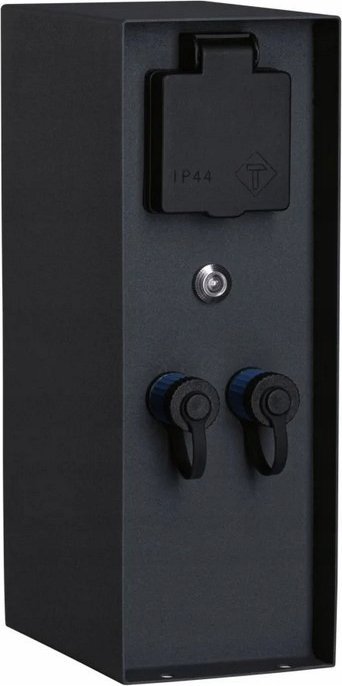 Paulmann Zewnętrzna kolumna zasilająca RIO 2GN. 24V Plug & Shine + 2GN. 230V IP44 + czujnik zmierzchu stal szlachetna / antracyt 1