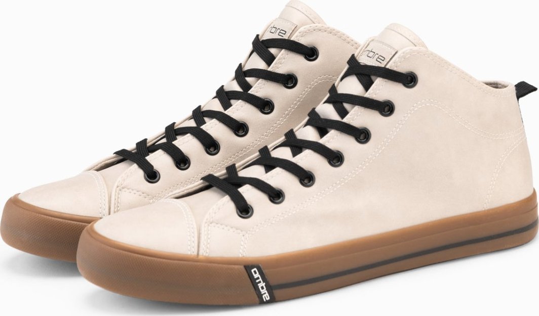 Ombre Kontrastowe męskie trampki z podwyższoną cholewką  beżowe V6 OM-FOTH-0121 40 1