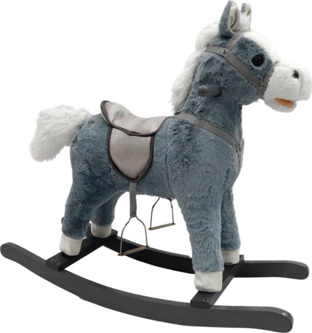 LeanToys Koń Na Biegunach 74 cm Dźwięki Szary 1