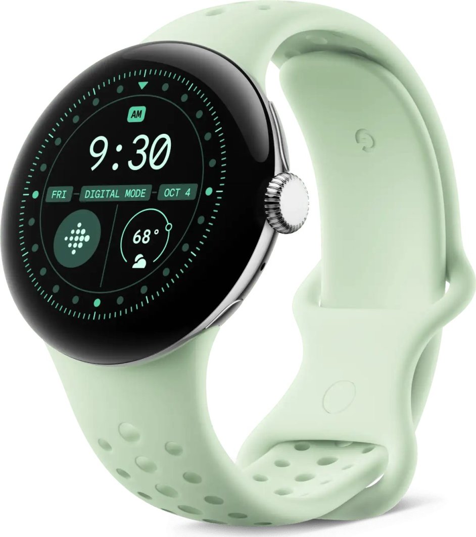 Smartwatch Pixel Watch 3 (45mm), Active Sport Band, Wintergreen, Small, WW 1