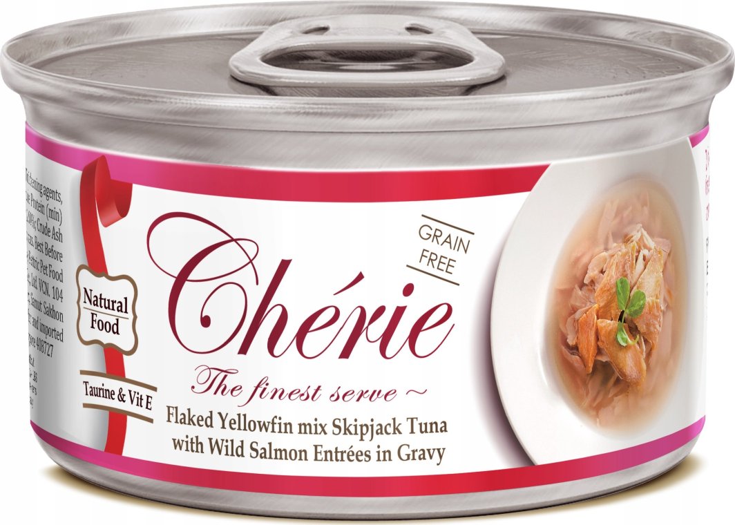 Cherie Cherie Karma w puszce dla kota MIKS TUŃCZYKA  Z DZIKIM ŁOSOSIEM W SOSIE,80g 1