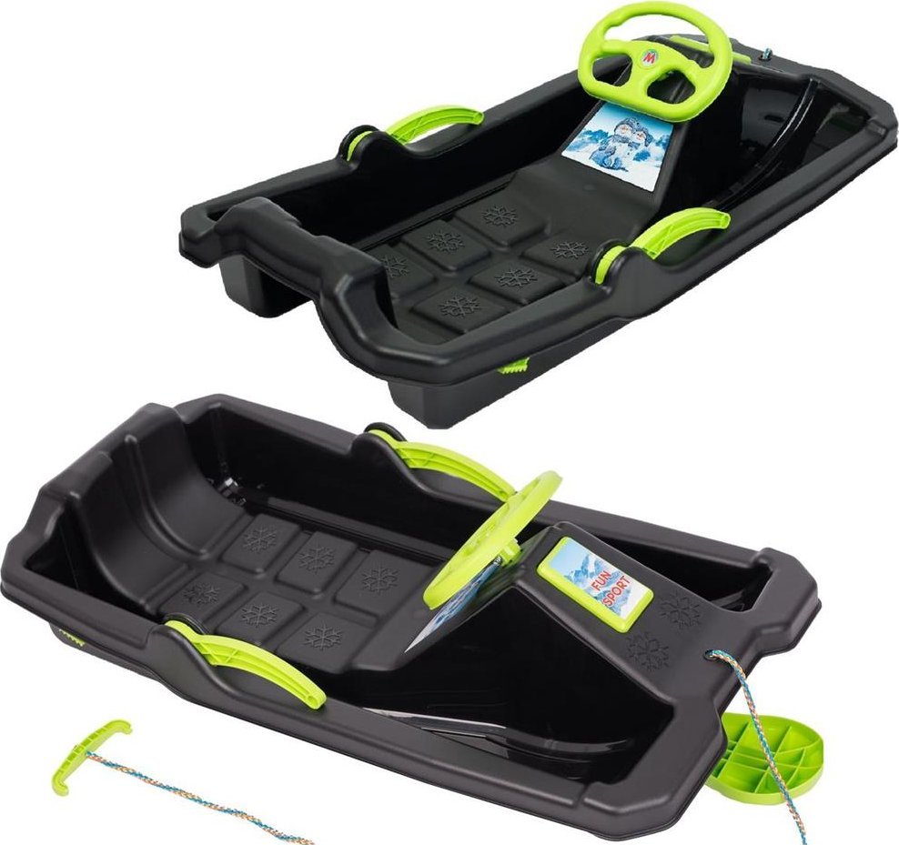 Enero SANKI PLASTIKOWE Z HAMULCEM I KIEROWNICĄ ADAŚ 84x43x25CM CZARNE 1