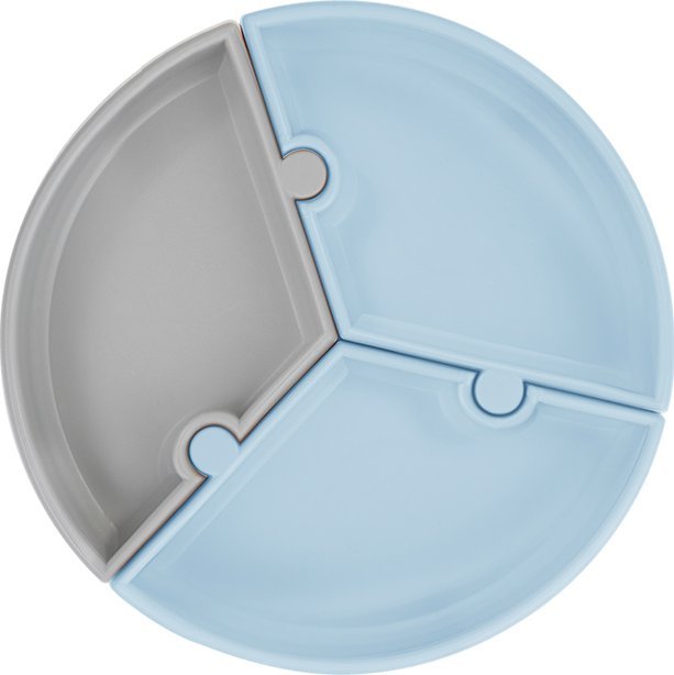 MINIKOIOI MINIKOIOI stay-put suction divided plate PUZZLE, Mineral Blue/Powder Grey, 101390003 1