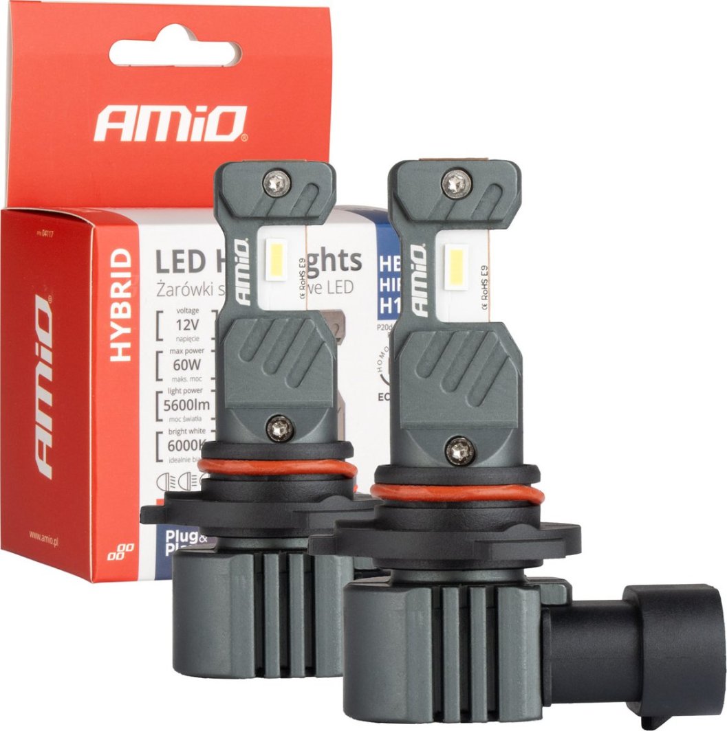 AMiO Żarówki samochodowe led seria hybrid hb3 hir1 h10 6000k canbus 60w amio-04117 1