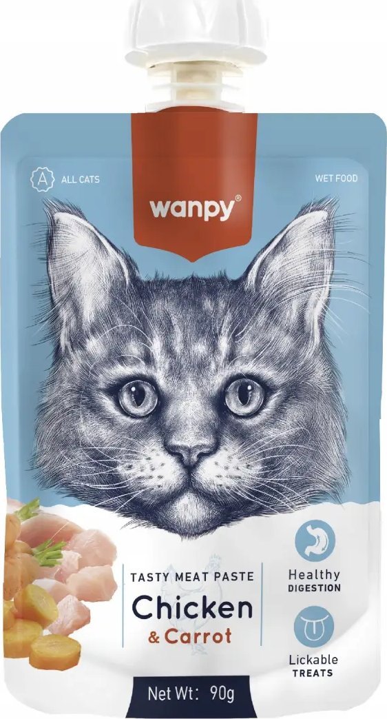 Wanpy Wanpy Pasta dla Kota Kurczak Marchewka 90g 1