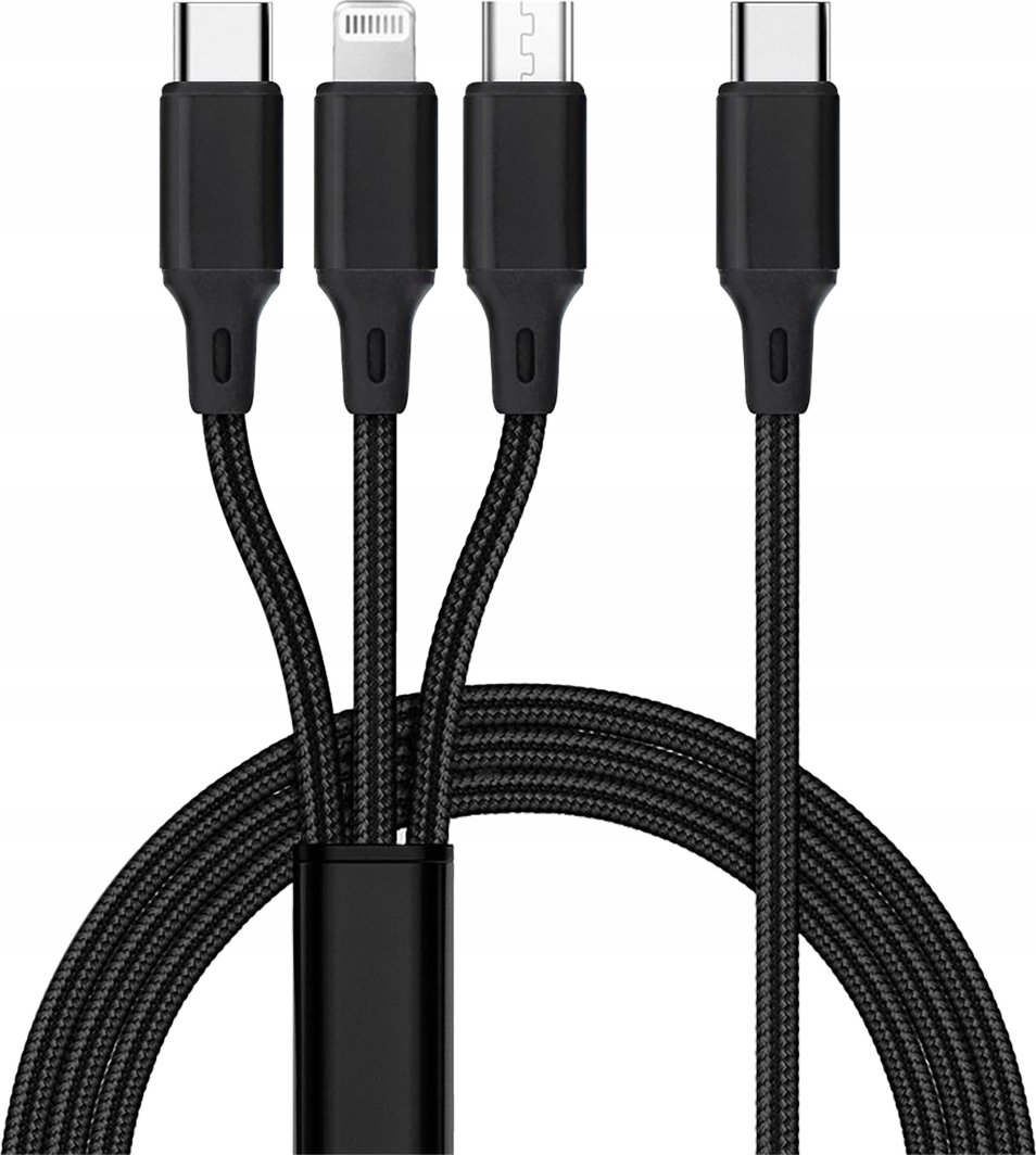 Kabel USB OEM USB-C - USB-C + microUSB + Lightning 1.2 m Czarny